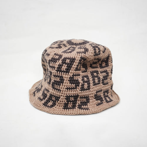 Bum Society x Vbrani crochet bucket hat front view color:mud