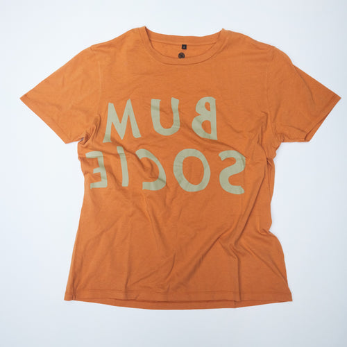 Bum Society logo print reversed in BS Orange front view color:bs orange