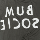 Closed up reversed Bum Society logo t-shirt color:ink