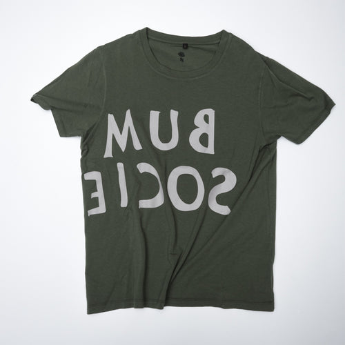 Bum Society reversed logo print t-shirt front view color:cypress