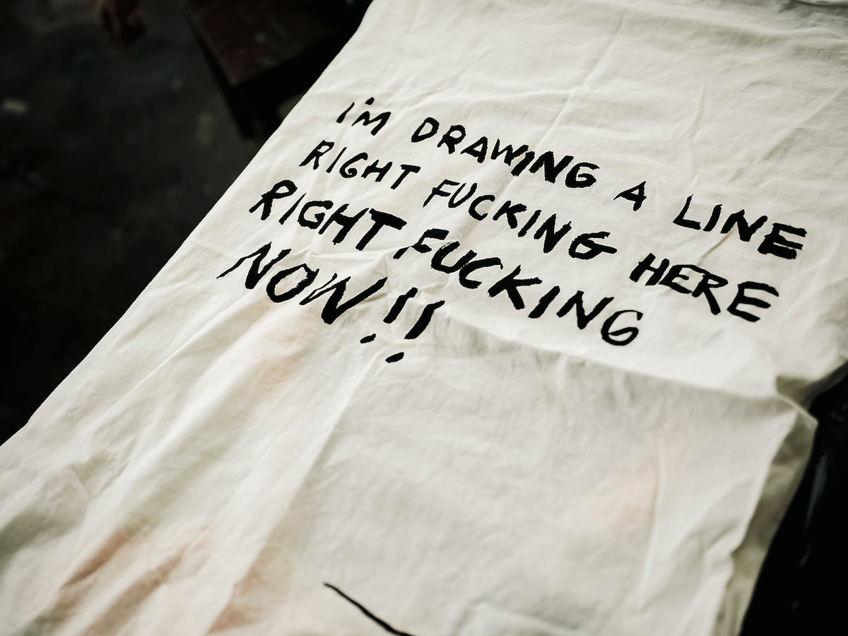 Close up Drawing A Line strike off t-shirt print Waldersten x Bum Society