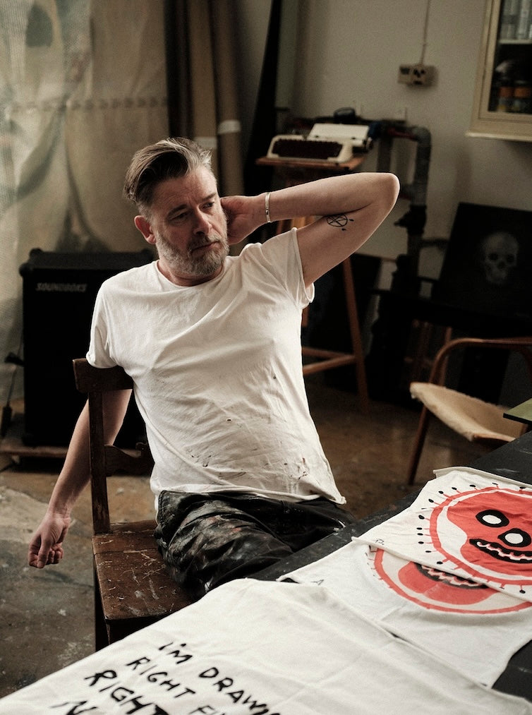 In the studio with t-shirt print samples Jesper Waldersten