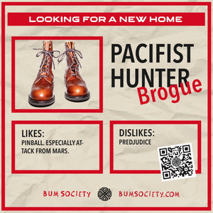 Looking for a new home ad, the Pacifist Hunter Brogue boots by Bum Society