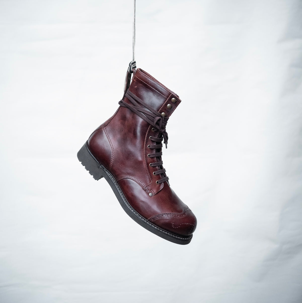 Bum Society Pacifist Hunter Brogue boot Dandy Brown hanging view color:dandy brown 