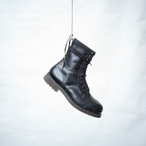 Bum Society Pacifist Hunter Brogue boot Shiny Black hanging view color:shiny black 