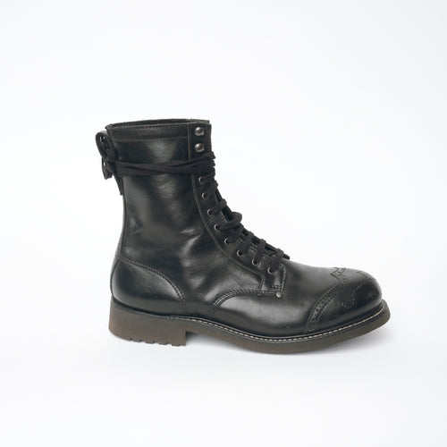 Bum Society Pacifist Hunter Brogue boot Shiny Black side view color:shiny black 