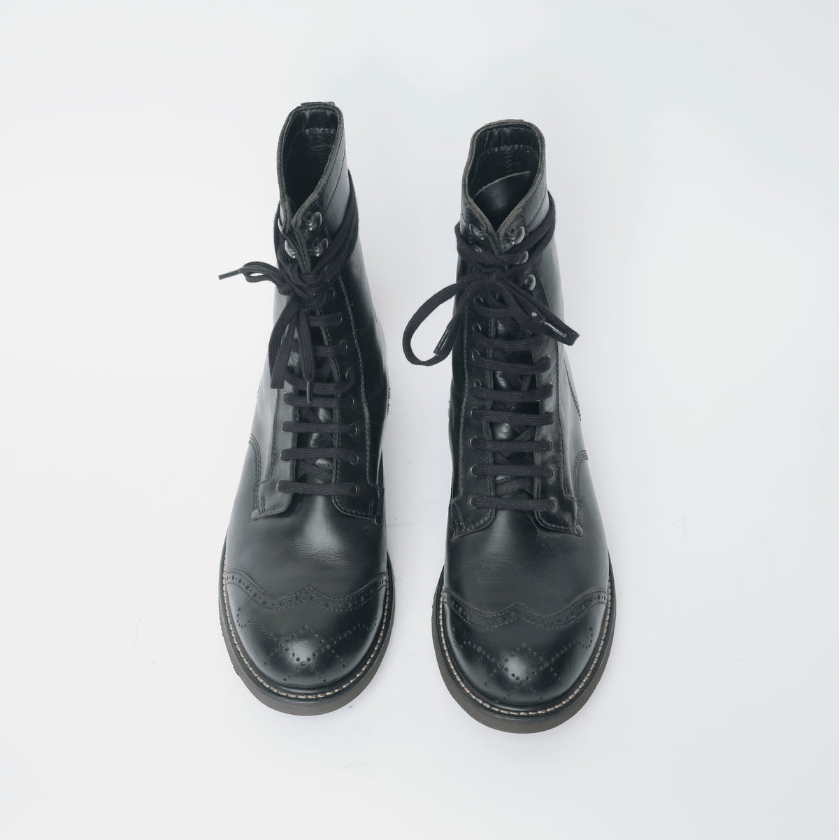 Bum Society Pacifist Hunter Brogue boot Shiny Black top view color:shiny black 