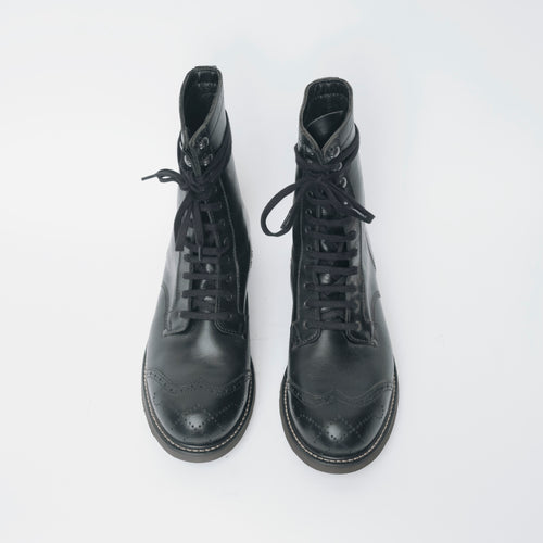 Bum Society Pacifist Hunter Brogue boot Shiny Black top view color:shiny black 