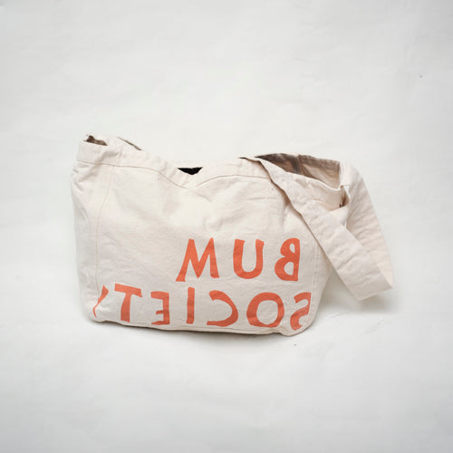Bum Society large logo tote bag front view color:offwhite