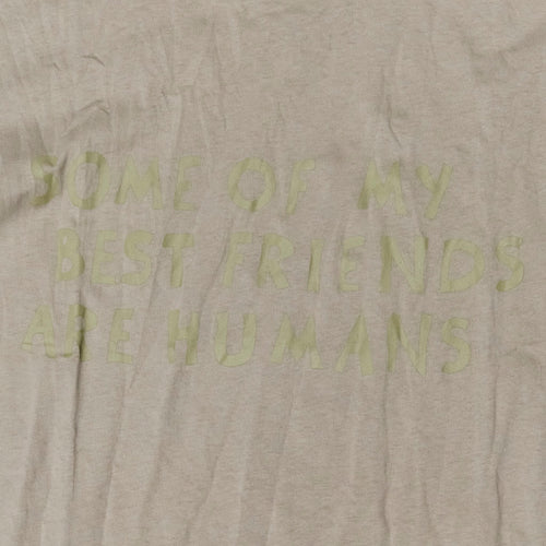 Close up Some Of My Best Friends Are Human print on Bum Society t-shirt color:mud