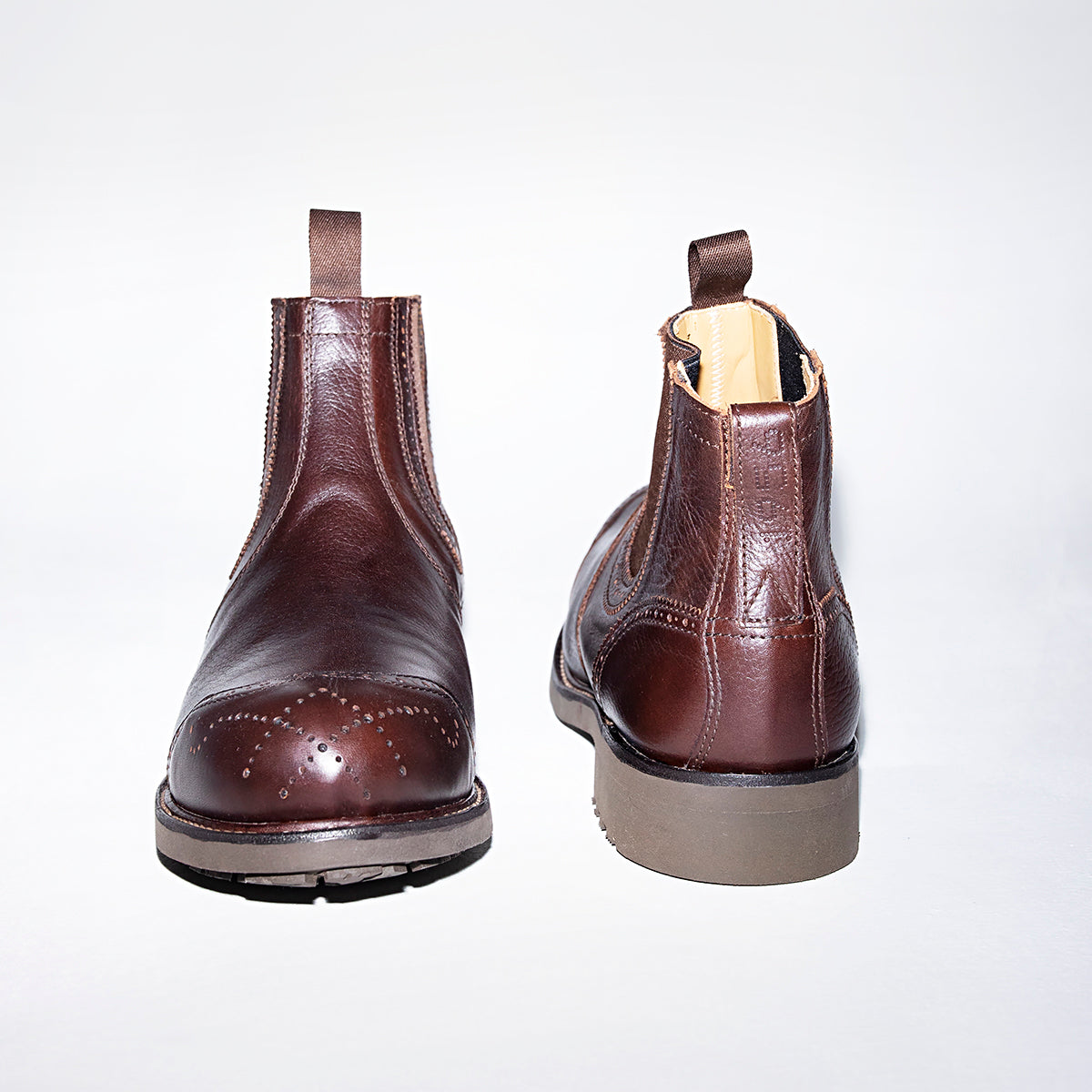 Bum Society Stubborn Freedom Chelsea boot Secular Brown back view color:secular brown