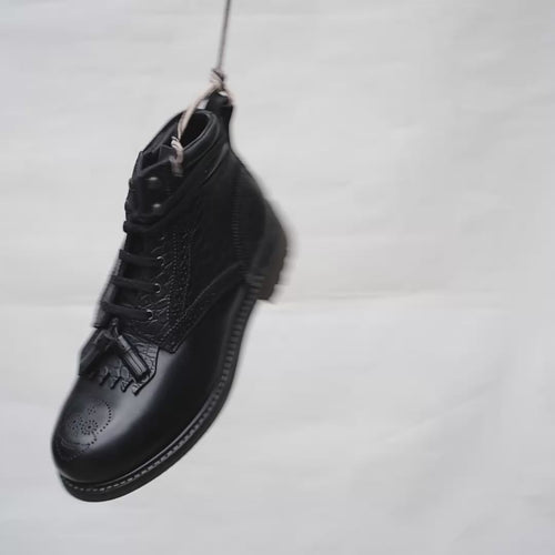 Bum Society Midnight Cowboy boot Shiny Black spinning view color:shiny black 