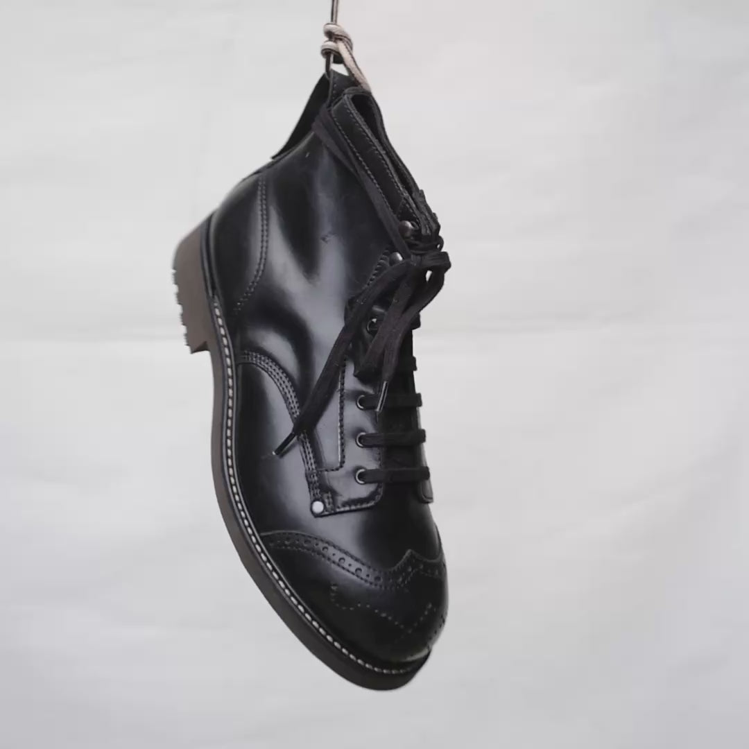 Bum Society Pathfinder Brogue boot Shiny Black spinning view color:shiny black