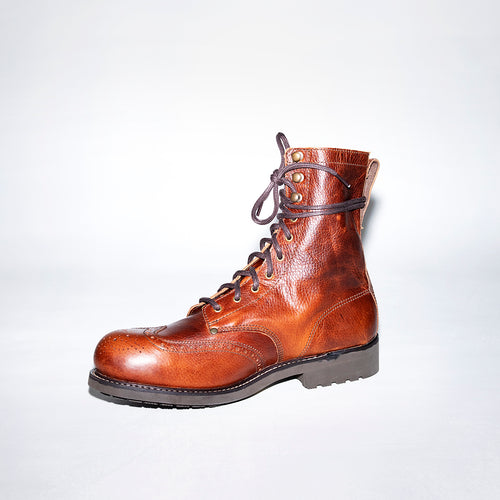 Bum Society Pacifist Hunter Brogue boot Eclectic Brown side view color:eclectic brown
