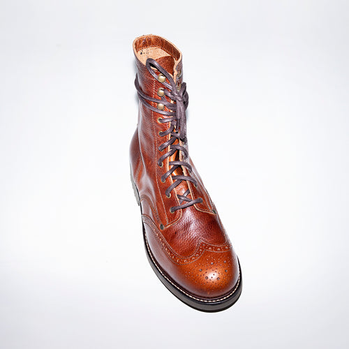 Bum Society Pacifist Hunter Brogue boot Eclectic Brown top view color:eclectic brown