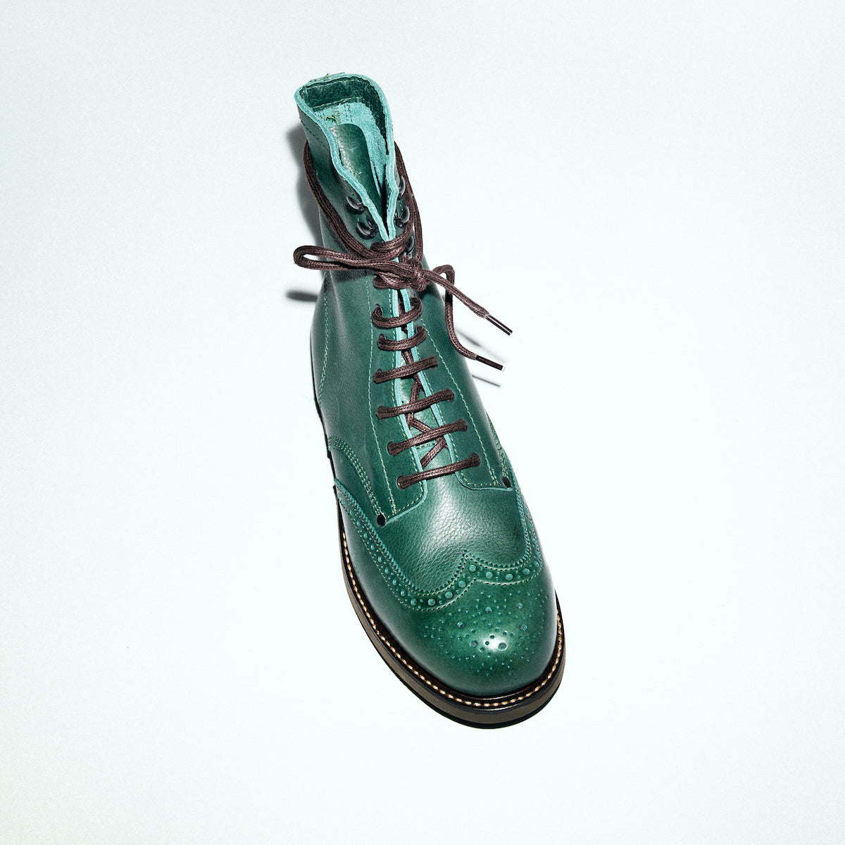 Bum Society Pacifist Hunter Brogue boot Green Mood top view color:green mood