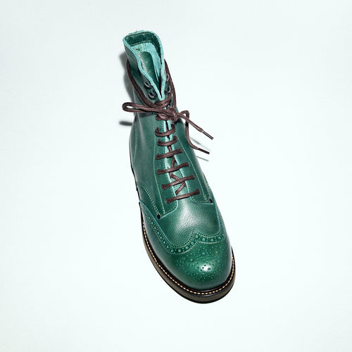 Bum Society Pacifist Hunter Brogue boot Green Mood top view color:green mood